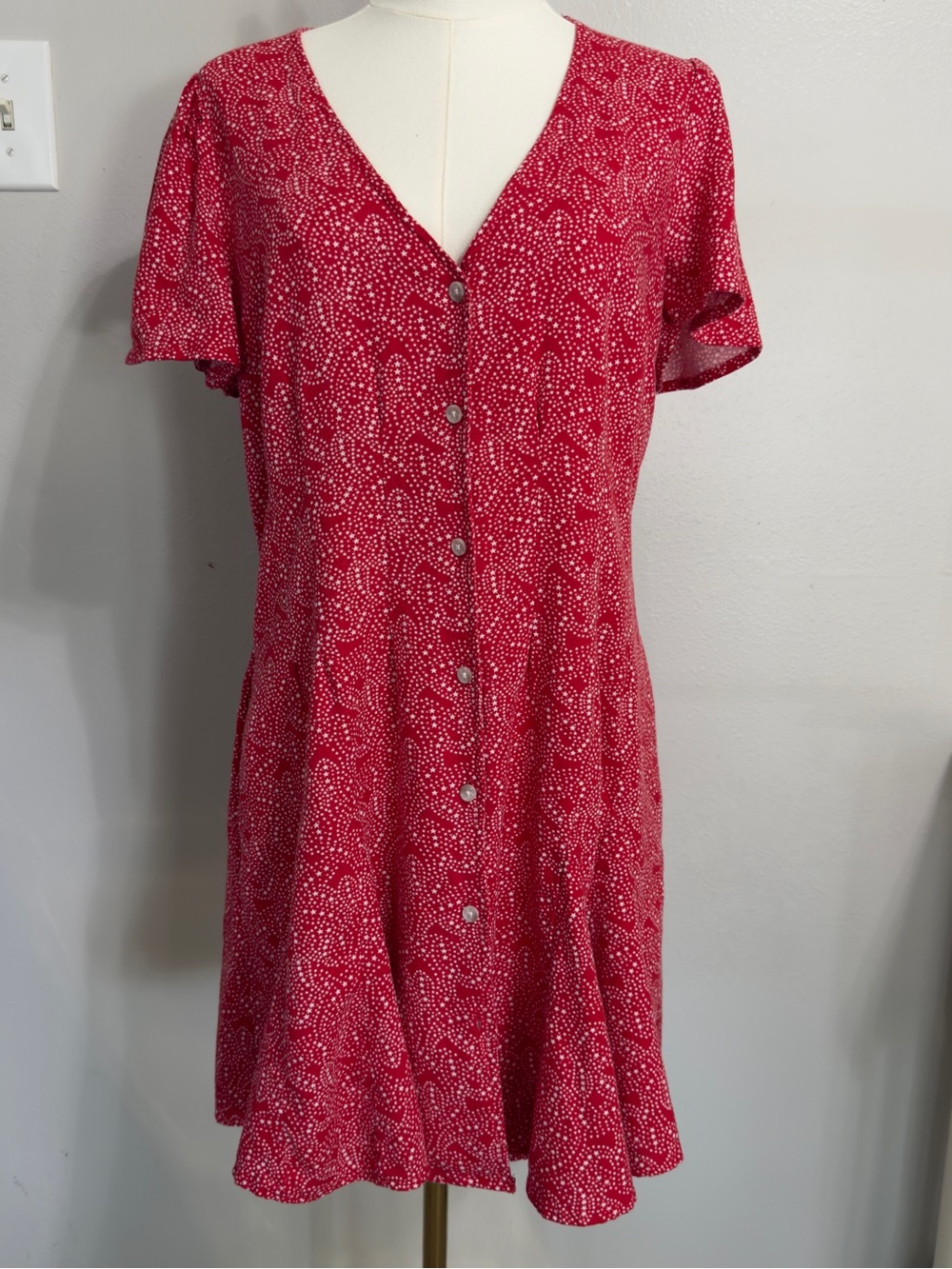 Universal Thread Red & White Mini A-Line Dress